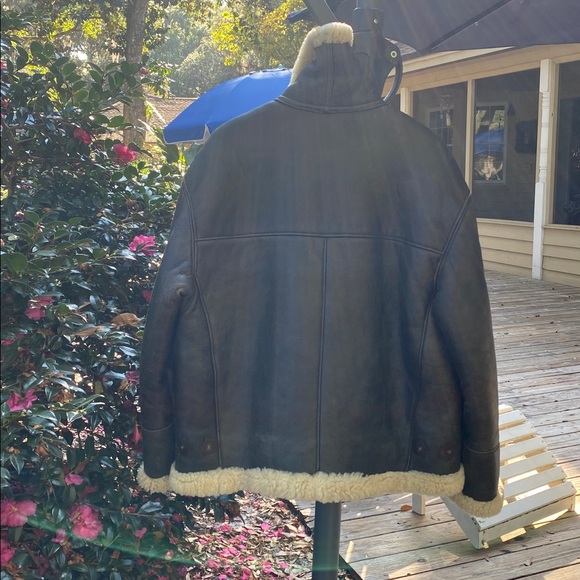 HUGO BOSS Sheepskin Bomber Jacket Brown Leather Jacket size large - Picture 10 of 16